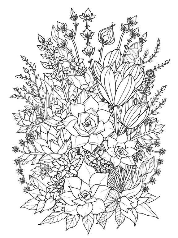 intricate succulent coloring page