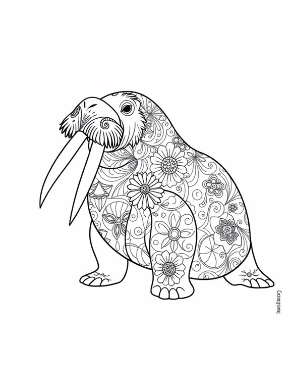 intricate walrus coloring page