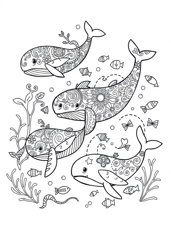 intricate whale coloring page