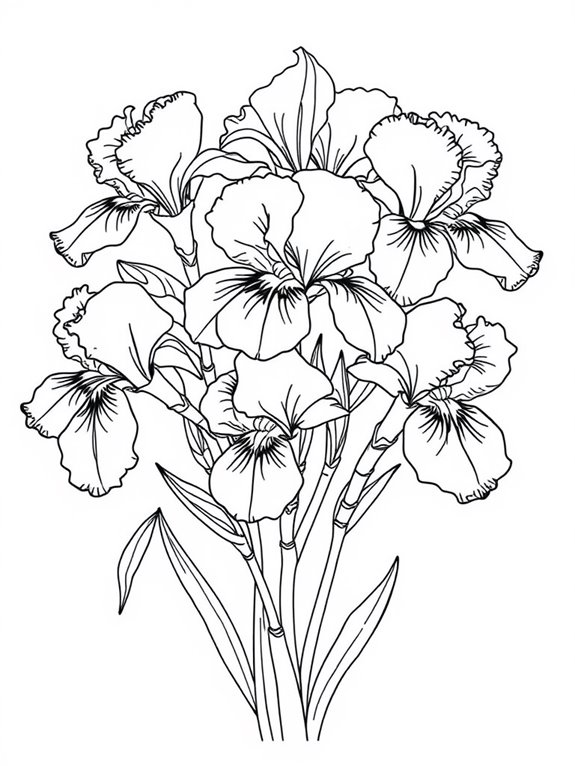 iris bouquet coloring page