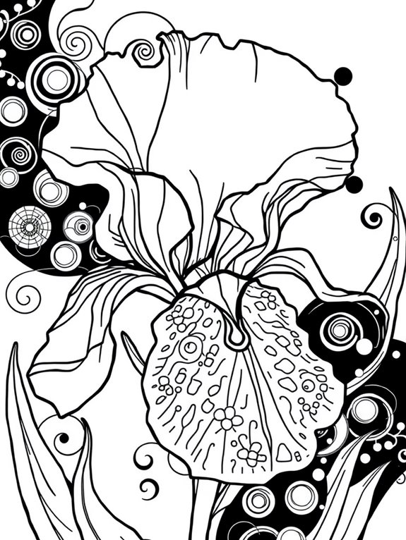 iris themed coloring page design