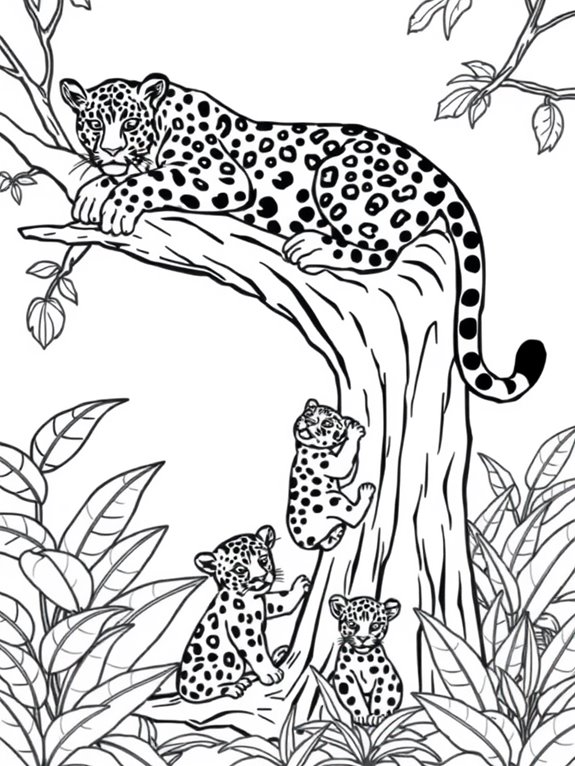 jaguar family coloring page