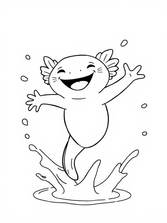 joyful axolotl water splash