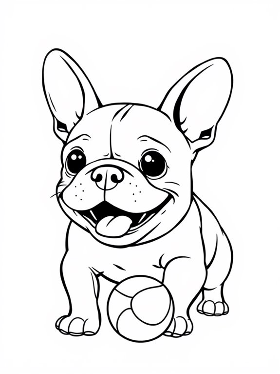 joyful bulldog with ball