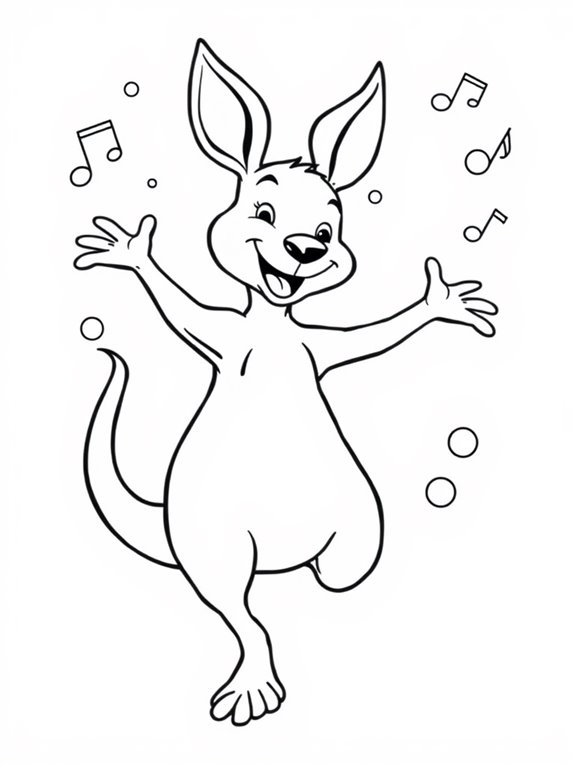 joyful dancing kangaroo illustration