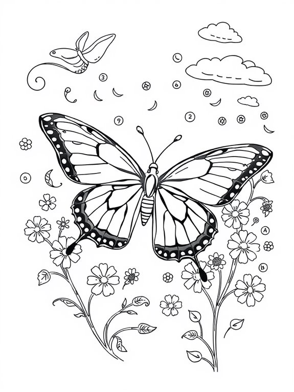 joyful swallowtail butterfly coloring