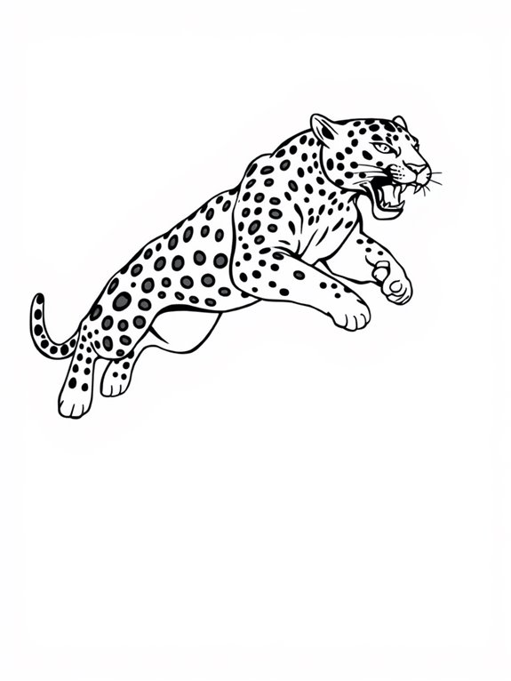 jumping jaguar coloring page