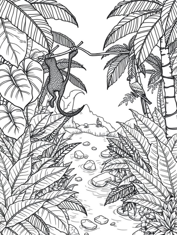 jungle scene coloring page