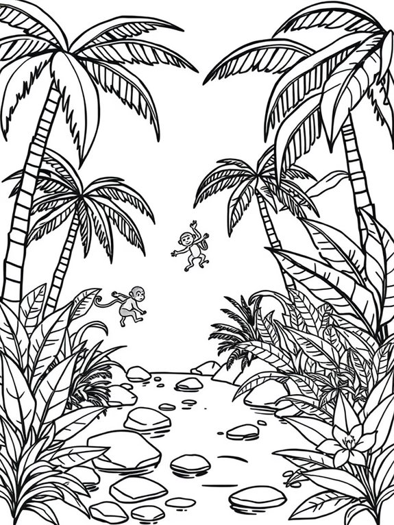 jungle scene coloring page