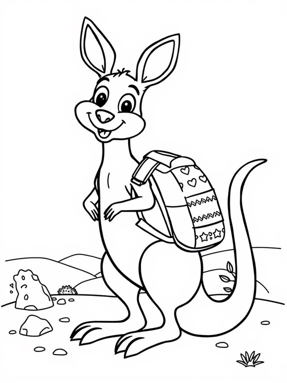 kangaroo backpack adventure coloring