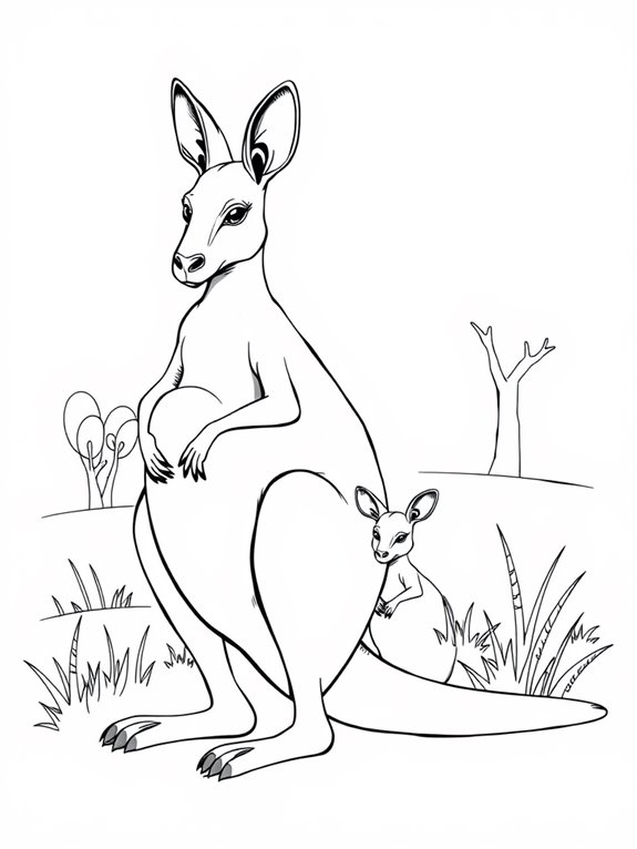 kangaroo family coloring page