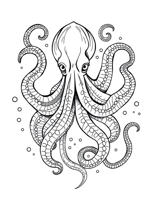 kraken line art illustration