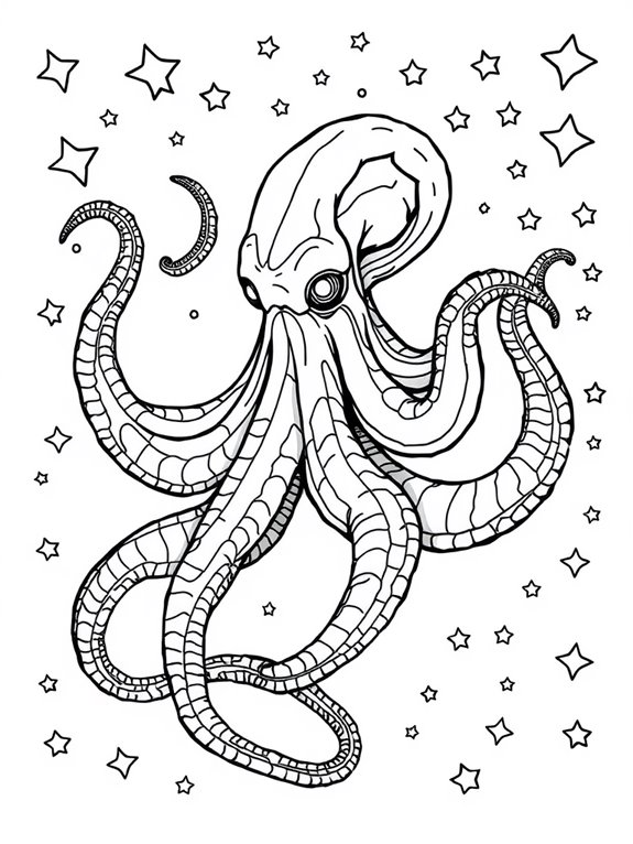 kraken surrounded by stars