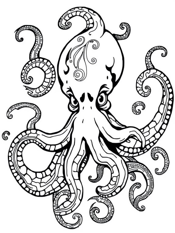 kraken with decorative swirls