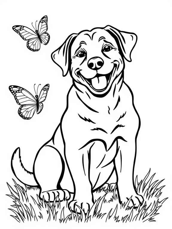 labrador with butterfly illustration