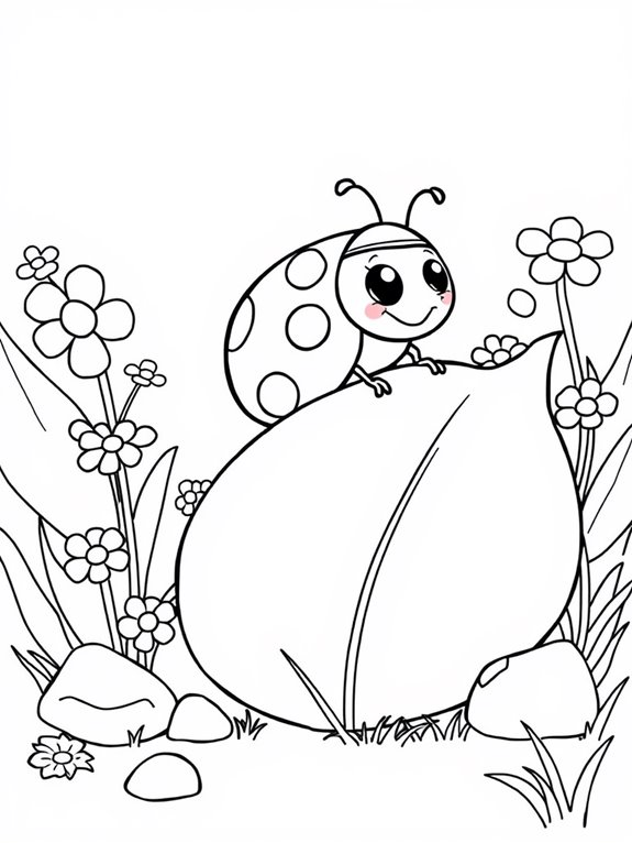 ladybug in garden scene