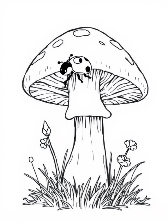 ladybug on mushroom illustration