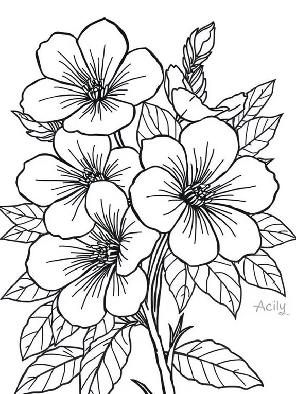 large primrose flower illustration