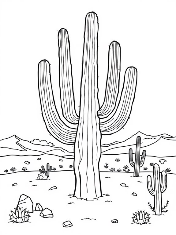 large saguaro cactus coloring page