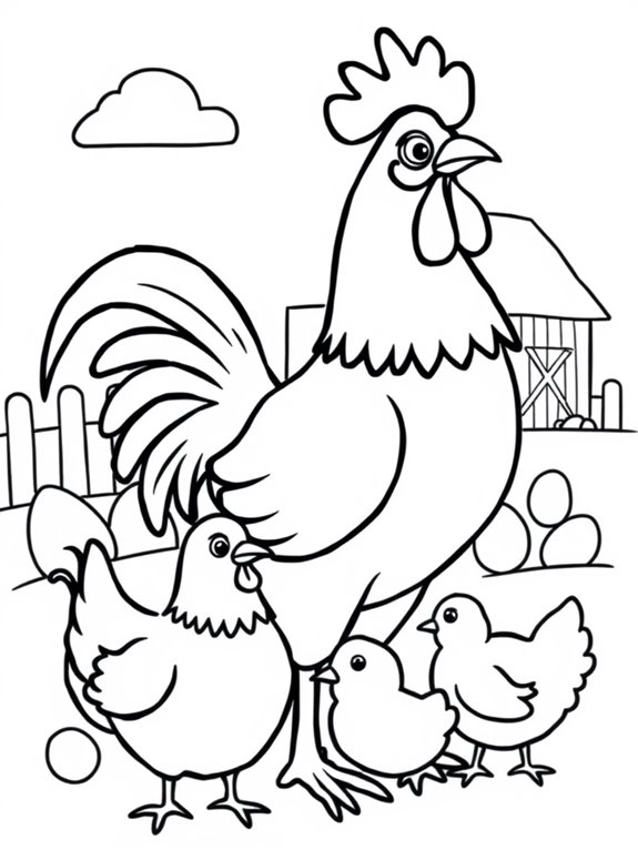 large shape chickens coloring