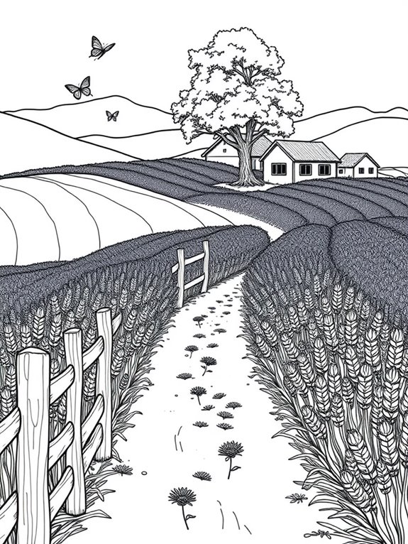 lavender farm coloring page