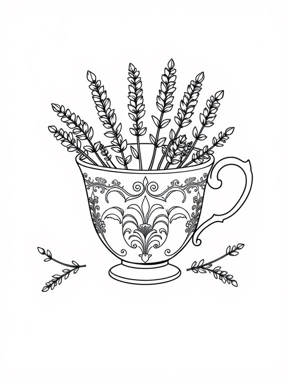 lavender tea cup illustration