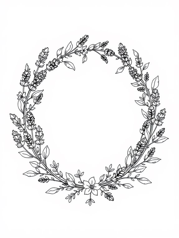 lavender wreath coloring activity