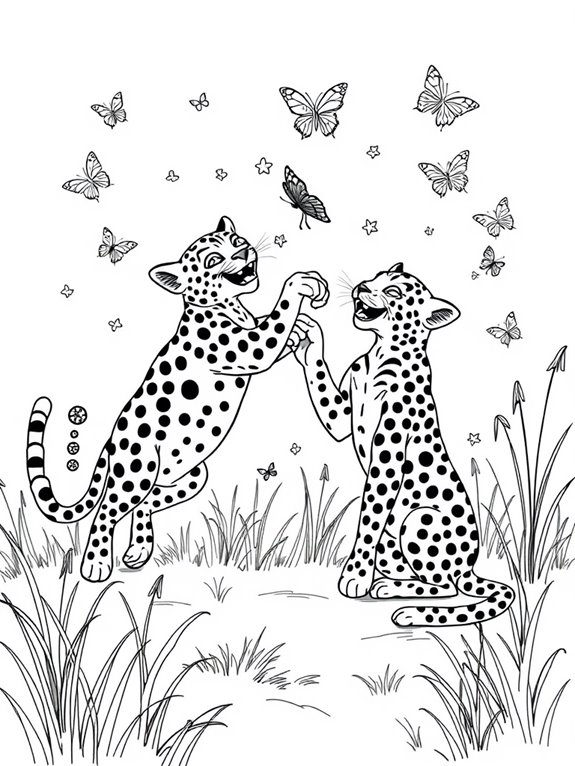 leopards frolicking with butterflies