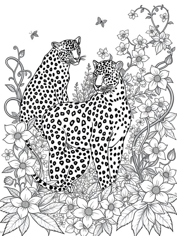 leopards surrounded by flowers