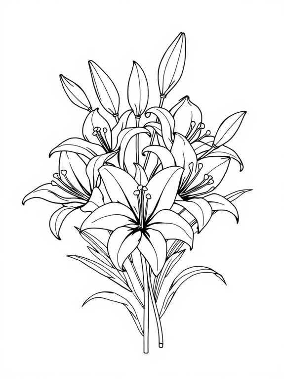 lilies coloring page design