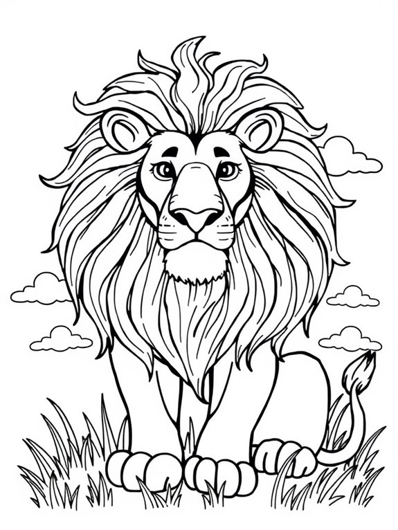 line art lion coloring