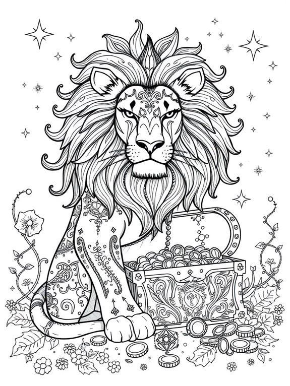 lion and treasure chest