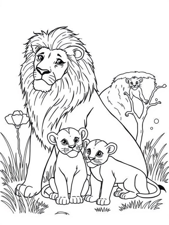 lion family coloring page