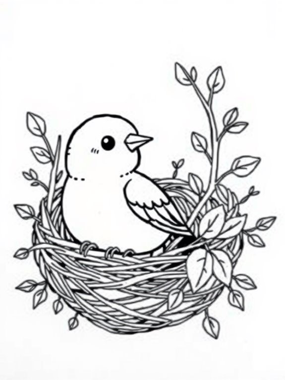 lovebirds in cozy nest