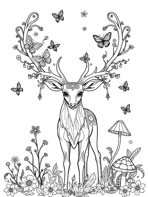 magical deer and butterflies