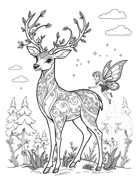 magical deer and fairy