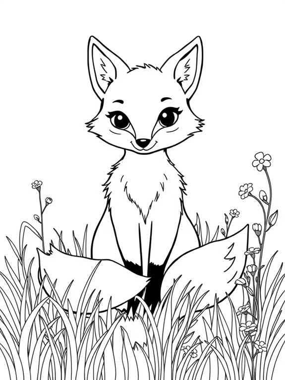 magical fox in meadow