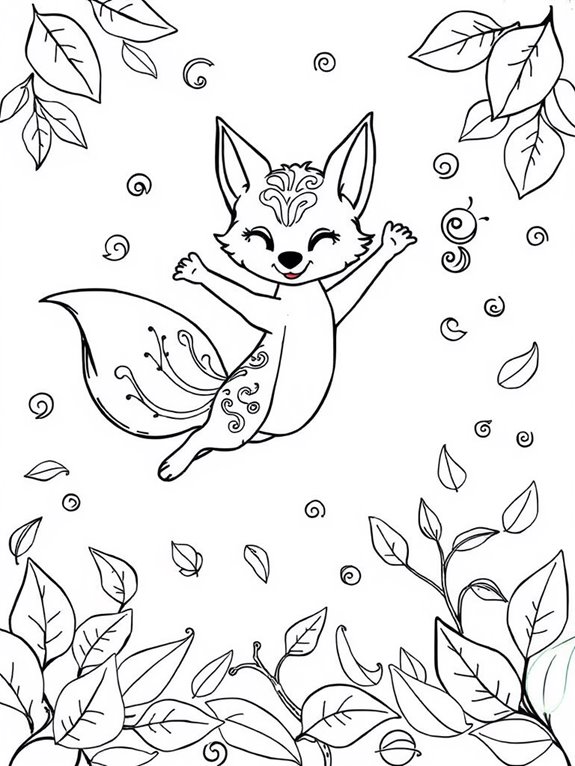 magical fox jumping playfully