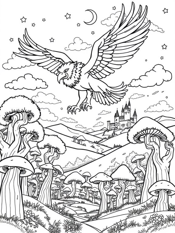 magical griffin coloring page