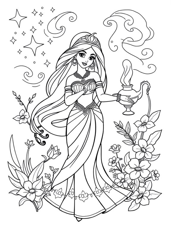 magical jasmine coloring page