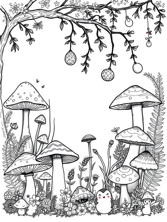 magical mushroom coloring page