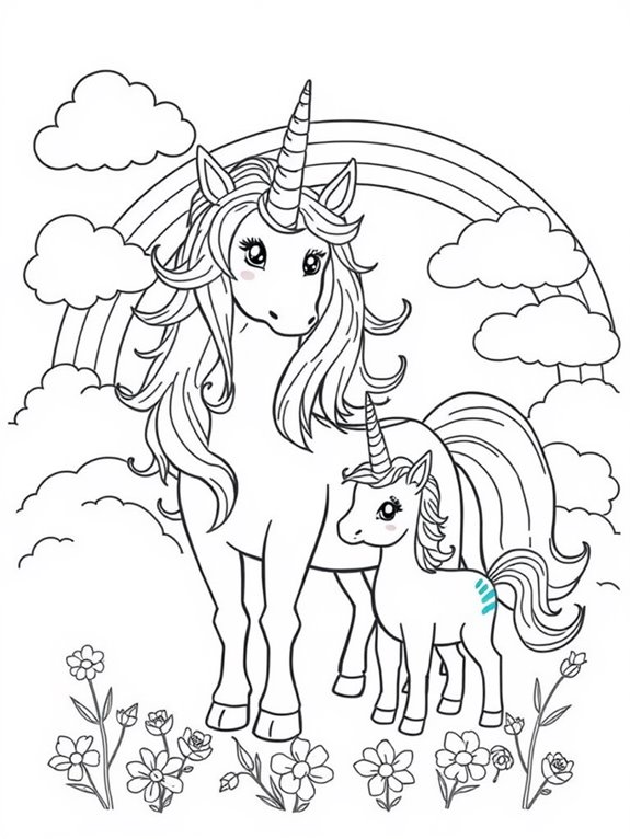 magical unicorn family illustration