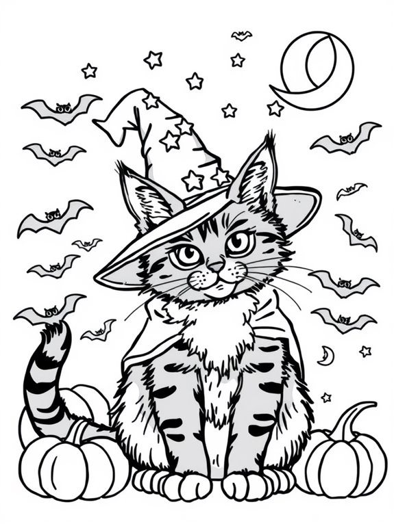 maine coon halloween coloring page