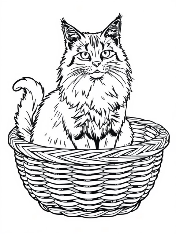 maine coon in basket