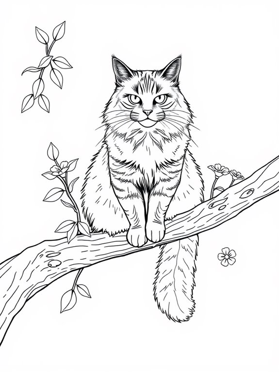 maine coon on branch