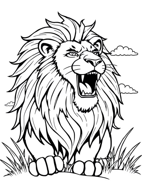 majestic lion roaring artwork