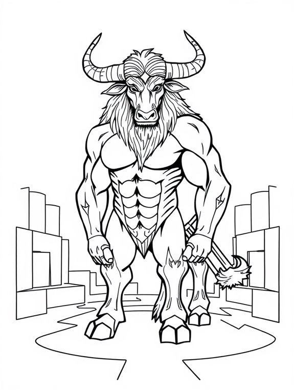 majestic minotaur coloring page