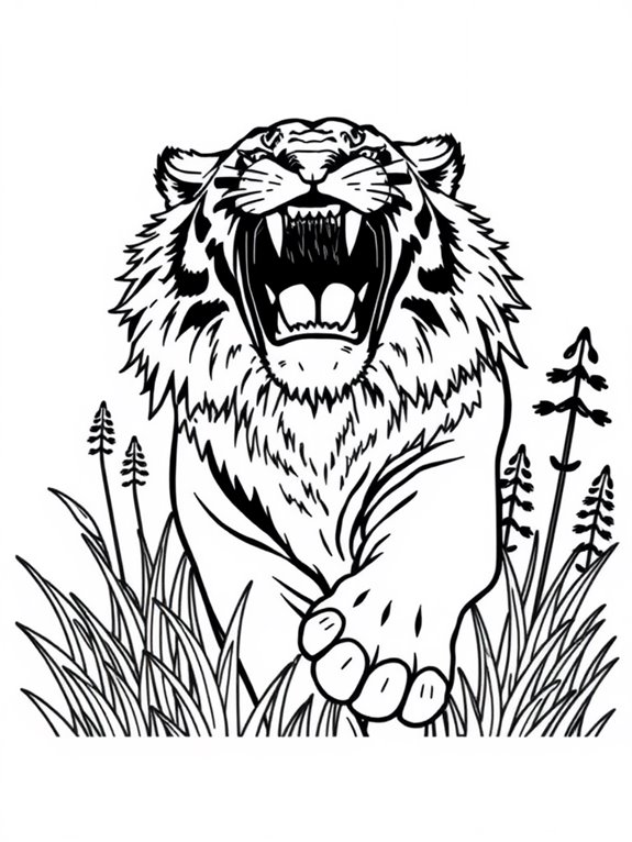 majestic tiger roaring illustration