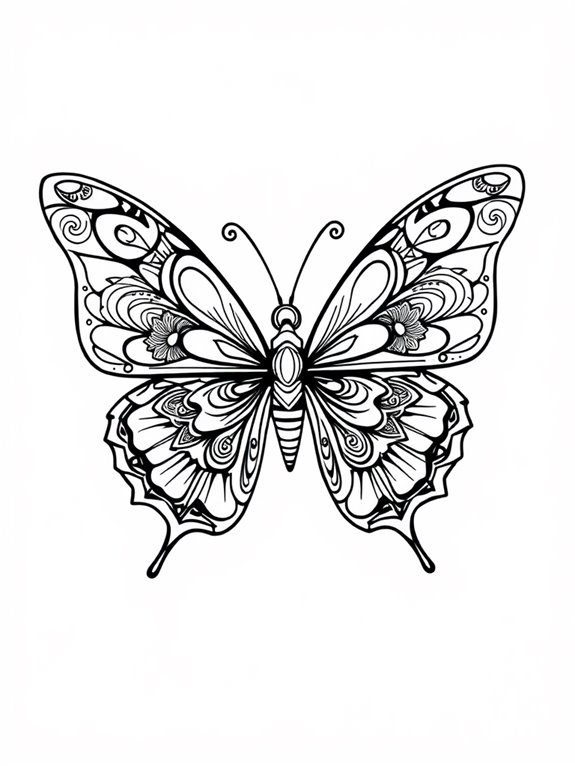 mandala patterned butterfly coloring page