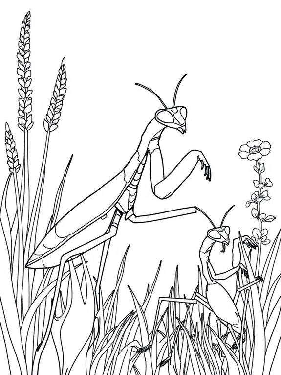 mantis family coloring page